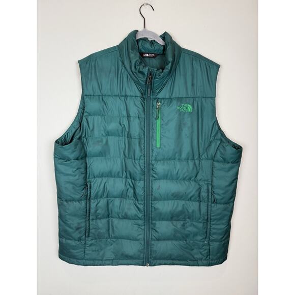 The North Face Vest Mens 2XL Green Aconcagua Down 550 Fill Puffer Full Zip XXL - Picture 1 of 13